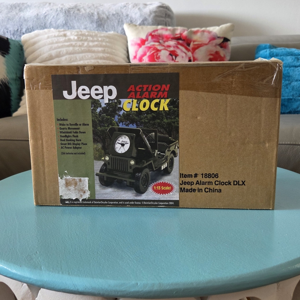Jeep Action Alarm Clock WWII Military.  NIB